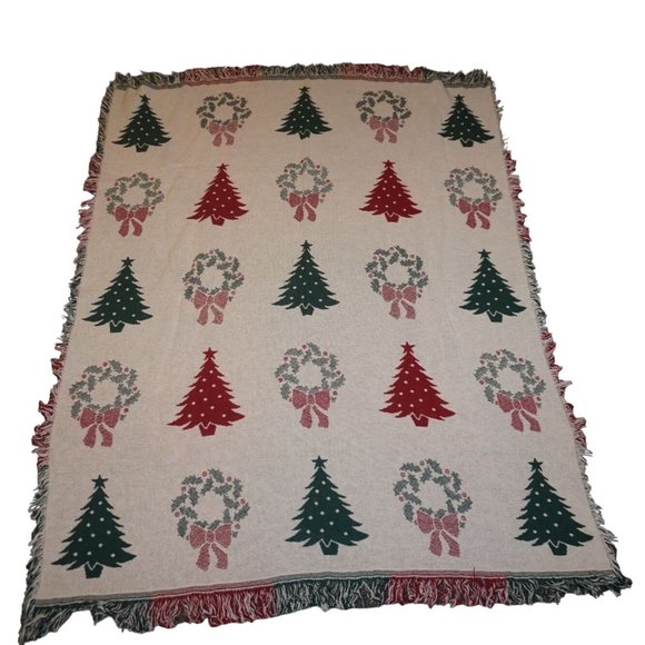 Cannon Mills Holiday Vintage Christmas Throw Blanket 0 Cotton Loom